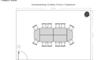 Raumaufbau, mittlerer Gruppenraum, Tischgruppe 12 Plätze, im Haus am Harbigweg