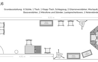 Raumaufbau, Bandprobenraum, im Haus am Harbigweg