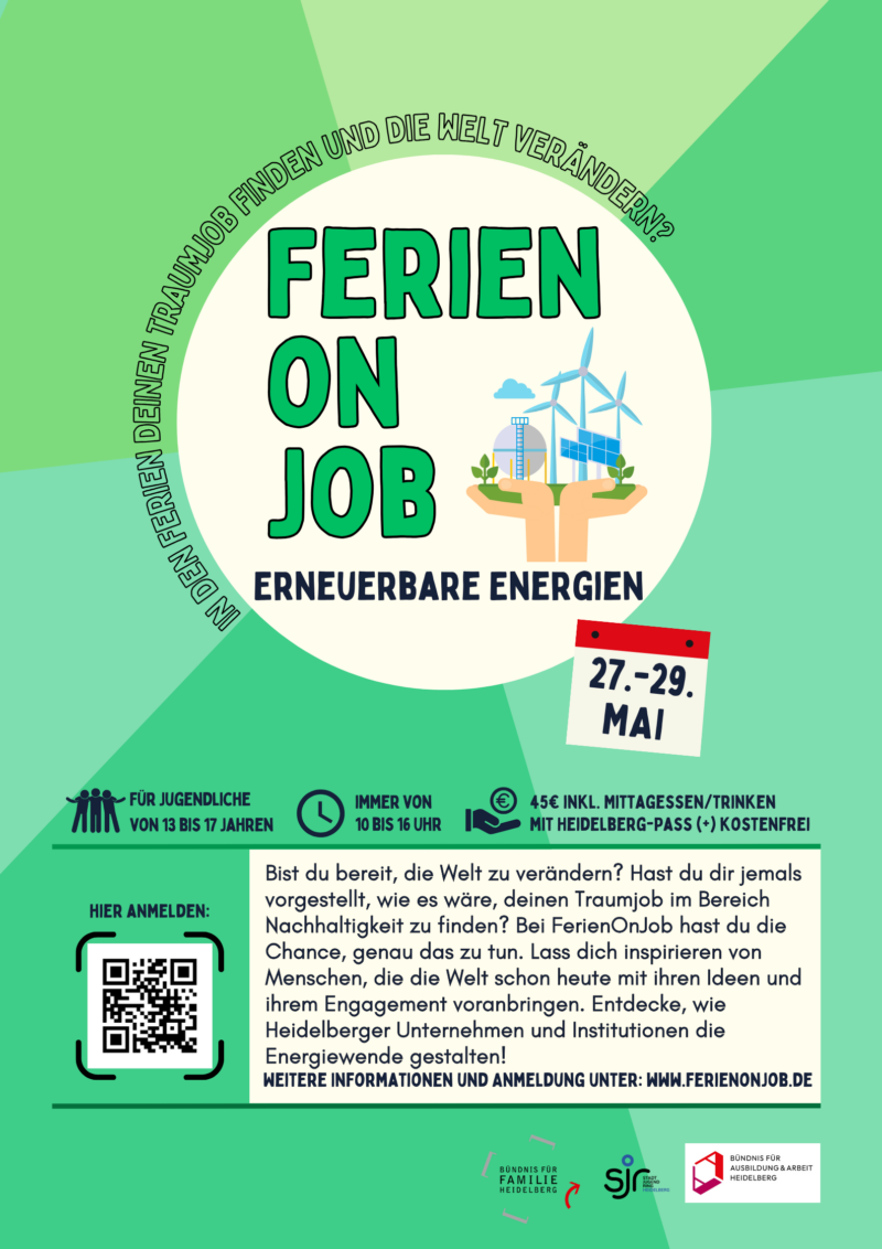 Poster FerienOnJob Pfingsten 2024 - Erneuerbare Energien