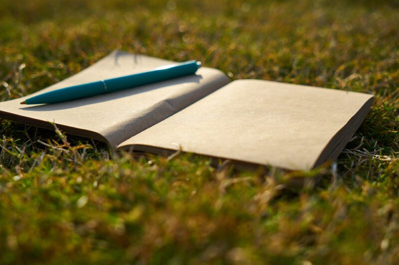 Buch und Stift liegen im Gras - Schutzkonzepte